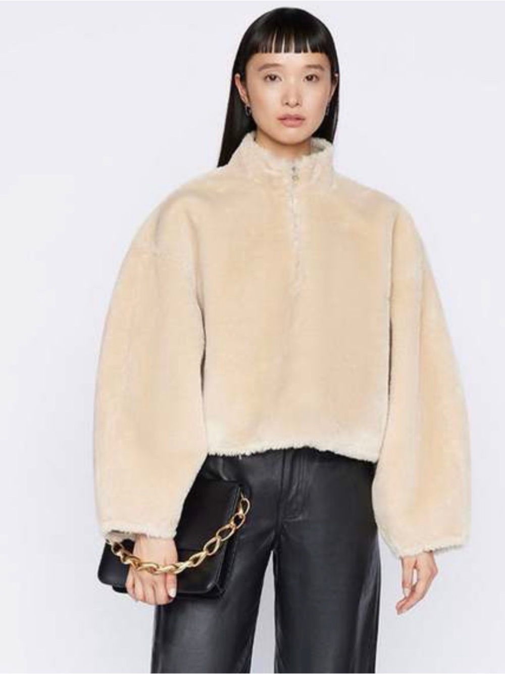 FRAME DENIM Faux Fur Popover Taupe